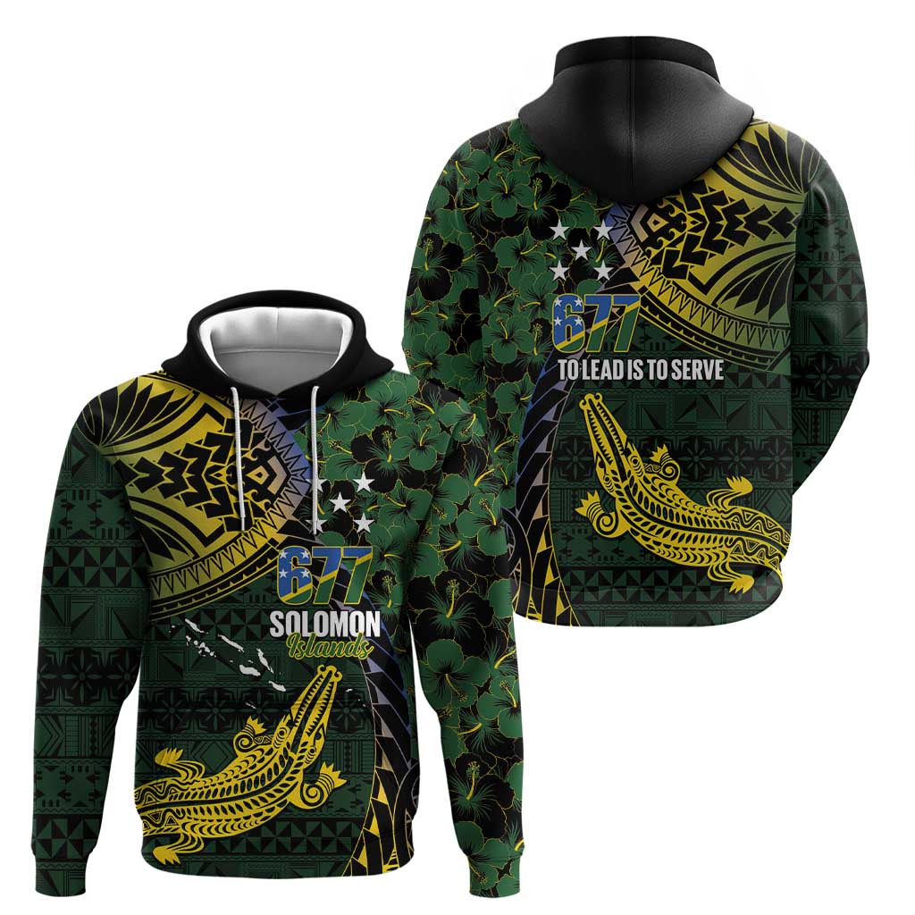 Solomon Islands Zip Hoodie 677 Proud Crocodile Melanesian Pattern - Polynesian Pride