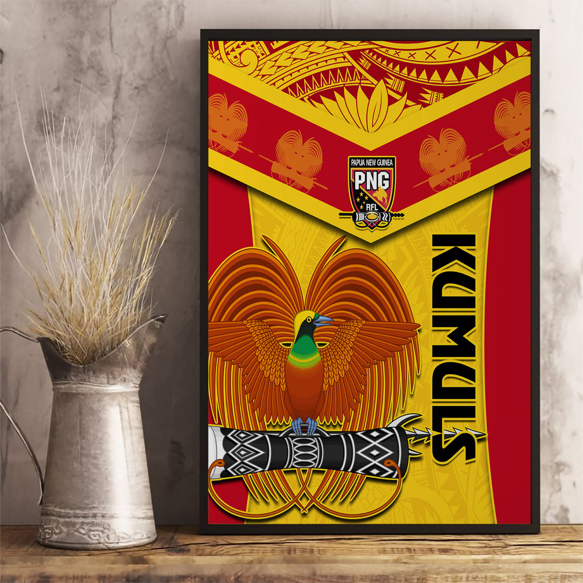 Papua New Guinea Rugby Canvas Wall Art 2023 Go Kumuls Pacific Dynamic Style LT14 - Polynesian Pride