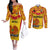 Custom Papua New Guinea Rugby Couples Matching Off The Shoulder Long Sleeve Dress and Long Sleeve Button Shirt 2023 Go Kumuls Pacific Dynamic Style LT14 Yellow - Polynesian Pride