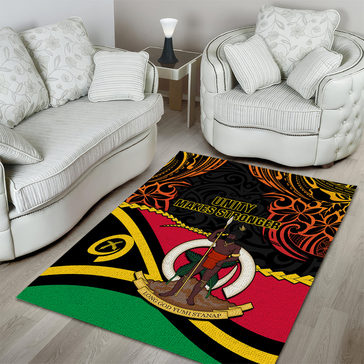 Vanuatu Unity Day Area Rug 29 November Coat Of Arms With Flag Style LT14 - Polynesian Pride