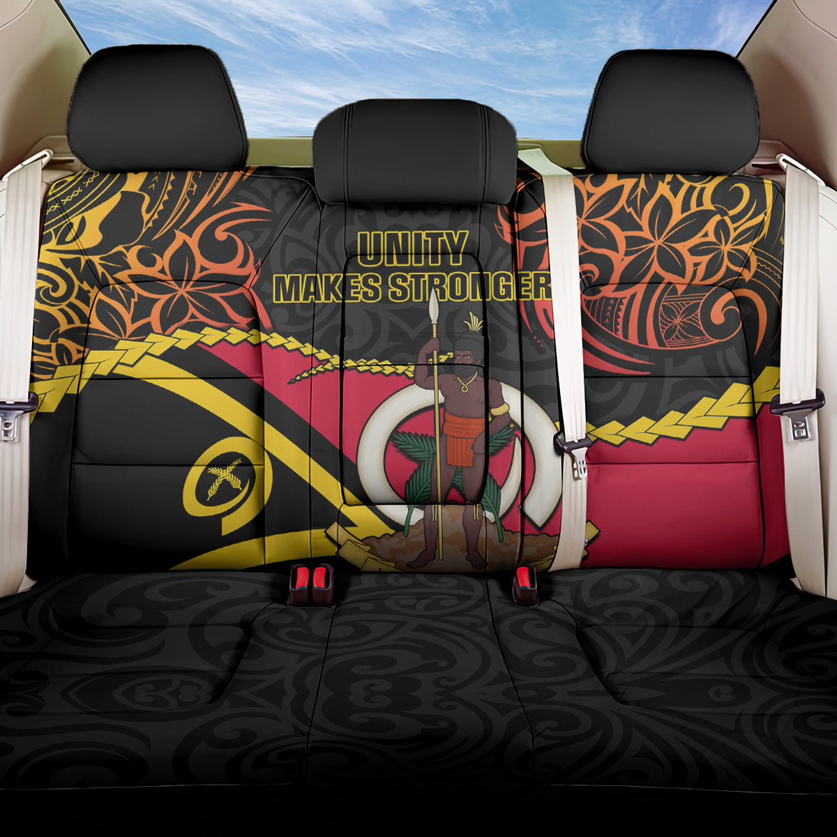 Vanuatu Unity Day Back Car Seat Cover 29 November Coat Of Arms With Flag Style