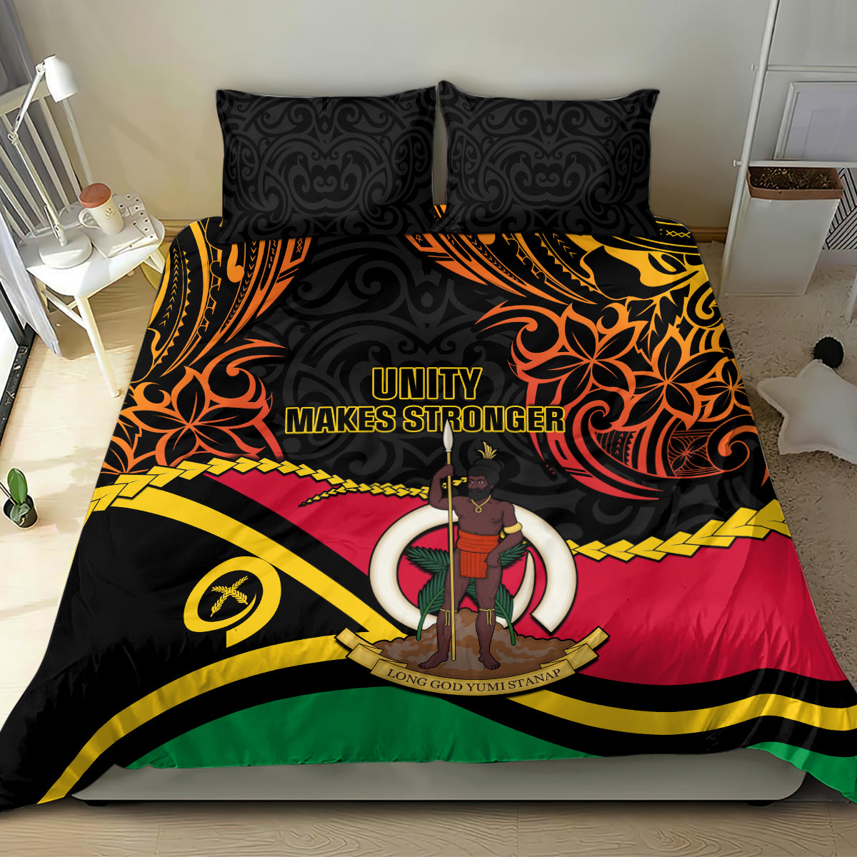 Vanuatu Unity Day Bedding Set 29 November Coat Of Arms With Flag Style LT14 - Polynesian Pride