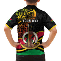 Personalised Vanuatu Unity Day Family Matching Off Shoulder Maxi Dress and Hawaiian Shirt 29 November Coat Of Arms With Flag Style LT14 - Polynesian Pride