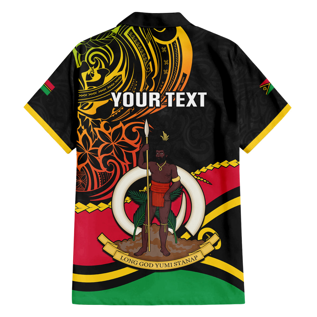 Personalised Vanuatu Unity Day Family Matching Tank Maxi Dress and Hawaiian Shirt 29 November Coat Of Arms With Flag Style LT14 - Polynesian Pride