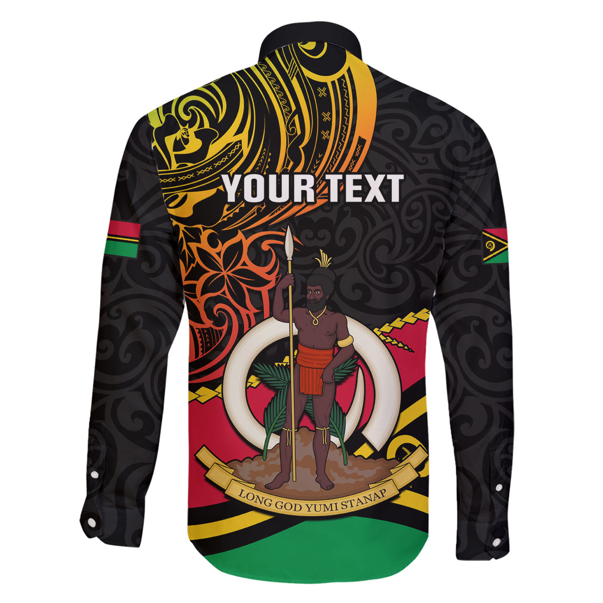 Personalised Vanuatu Unity Day Family Matching Tank Maxi Dress and Hawaiian Shirt 29 November Coat Of Arms With Flag Style LT14 - Polynesian Pride