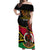 Personalised Vanuatu Unity Day Off Shoulder Maxi Dress 29 November Coat Of Arms With Flag Style LT14 Women Black - Polynesian Pride