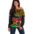 Personalised Vanuatu Unity Day Off Shoulder Sweater 29 November Coat Of Arms With Flag Style LT14 Women Black - Polynesian Pride