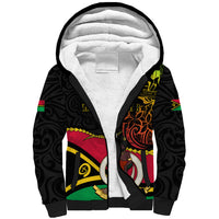 Personalised Vanuatu Unity Day Sherpa Hoodie 29 November Coat Of Arms With Flag Style LT14 Unisex Black - Polynesian Pride
