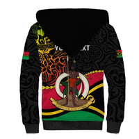 Personalised Vanuatu Unity Day Sherpa Hoodie 29 November Coat Of Arms With Flag Style LT14 - Polynesian Pride