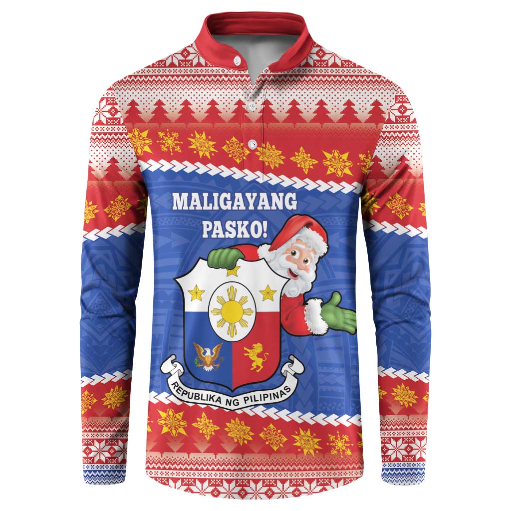 Personalized The Philippines Christmas Button Sweatshirt Pilipinas Parol - Maligayang Pasko! LT14 Blue - Polynesian Pride