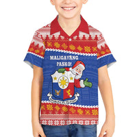 Personalized The Philippines Christmas Family Matching Tank Maxi Dress and Hawaiian Shirt Pilipinas Parol - Maligayang Pasko! LT14 Son's Shirt Blue - Polynesian Pride