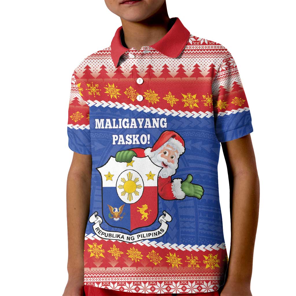 Personalized The Philippines Christmas Kid Polo Shirt Pilipinas Parol - Maligayang Pasko! LT14 Kid Blue - Polynesian Pride