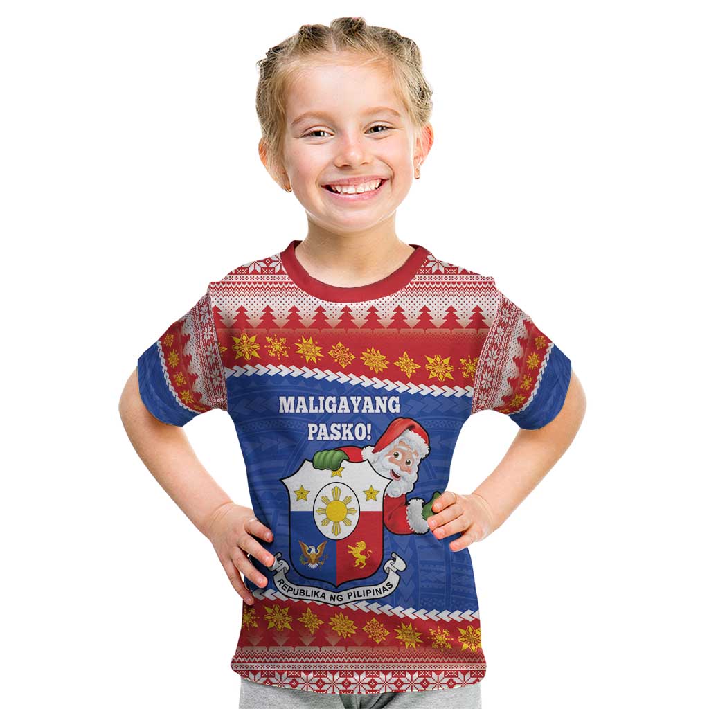 Personalized The Philippines Christmas Kid T Shirt Pilipinas Parol - Maligayang Pasko! LT14 Blue - Polynesian Pride