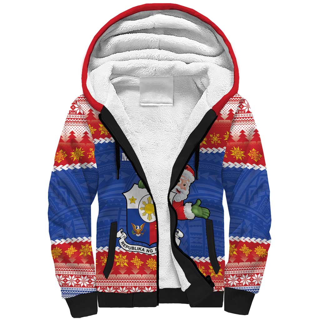 Personalized The Philippines Christmas Sherpa Hoodie Pilipinas Parol - Maligayang Pasko! LT14 Unisex Blue - Polynesian Pride