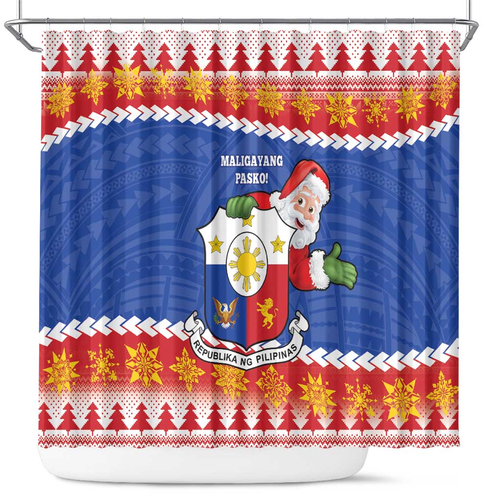 The Philippines Christmas Shower Curtain Pilipinas Parol - Maligayang Pasko! LT14 Blue - Polynesian Pride