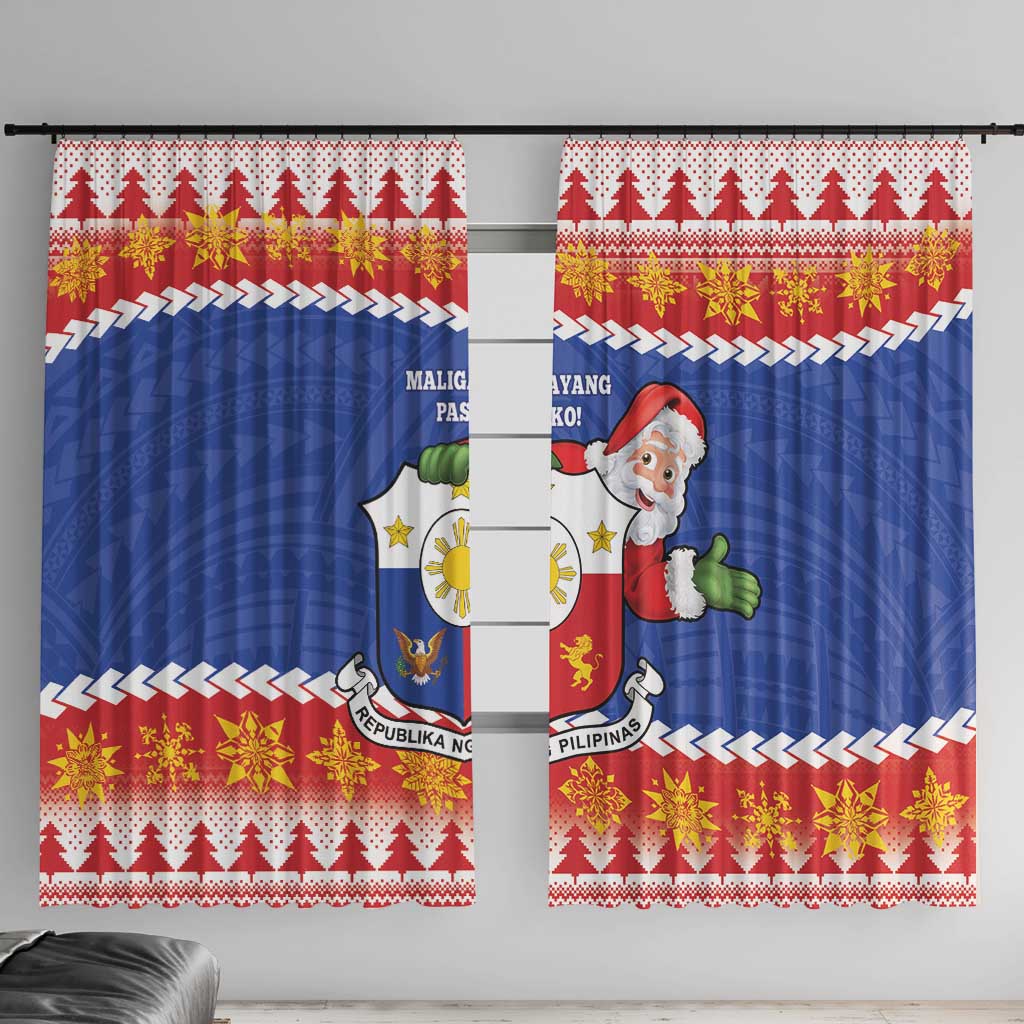 The Philippines Christmas Window Curtain Pilipinas Parol - Maligayang Pasko! LT14 With Hooks Blue - Polynesian Pride