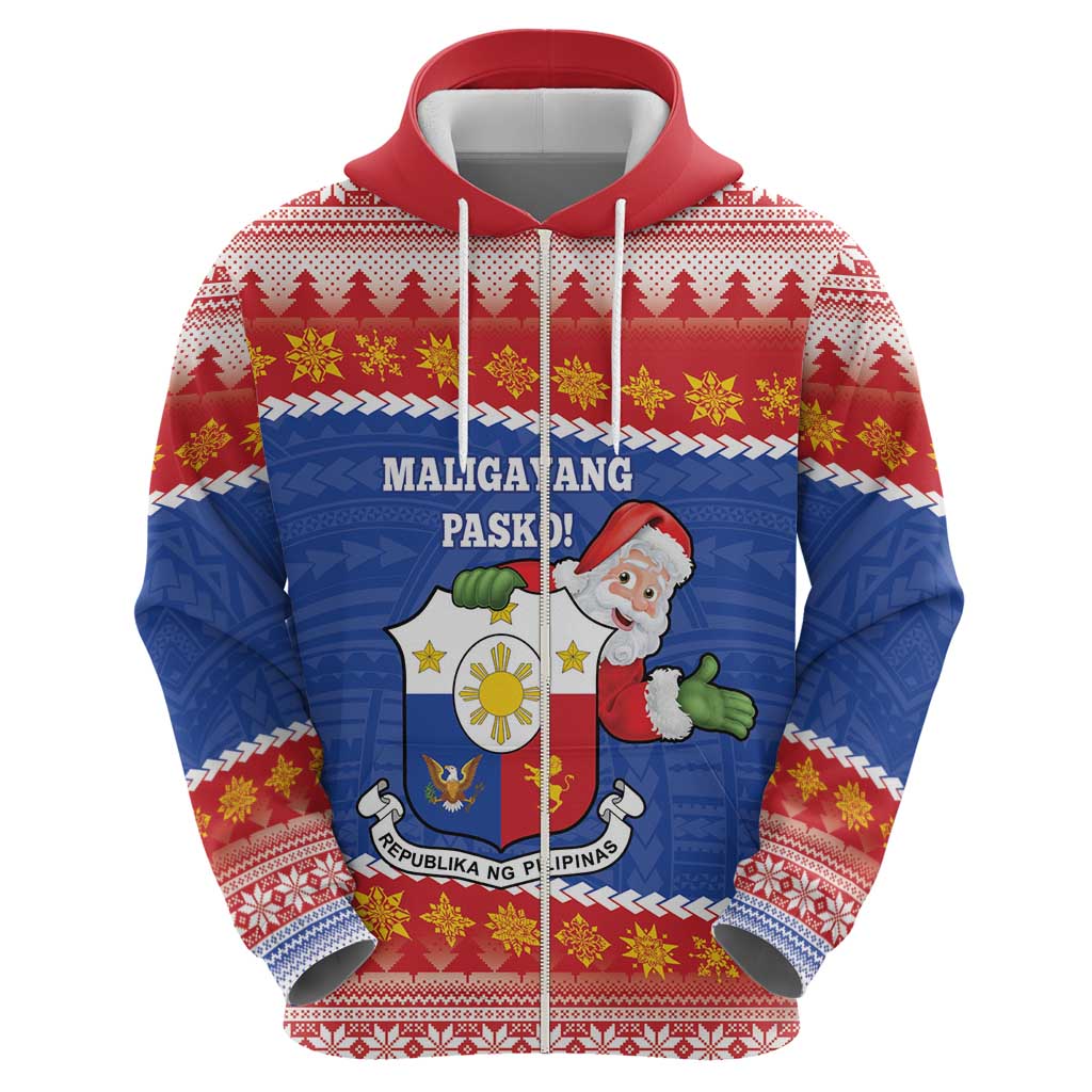 Personalized The Philippines Christmas Zip Hoodie Pilipinas Parol - Maligayang Pasko! LT14 - Polynesian Pride