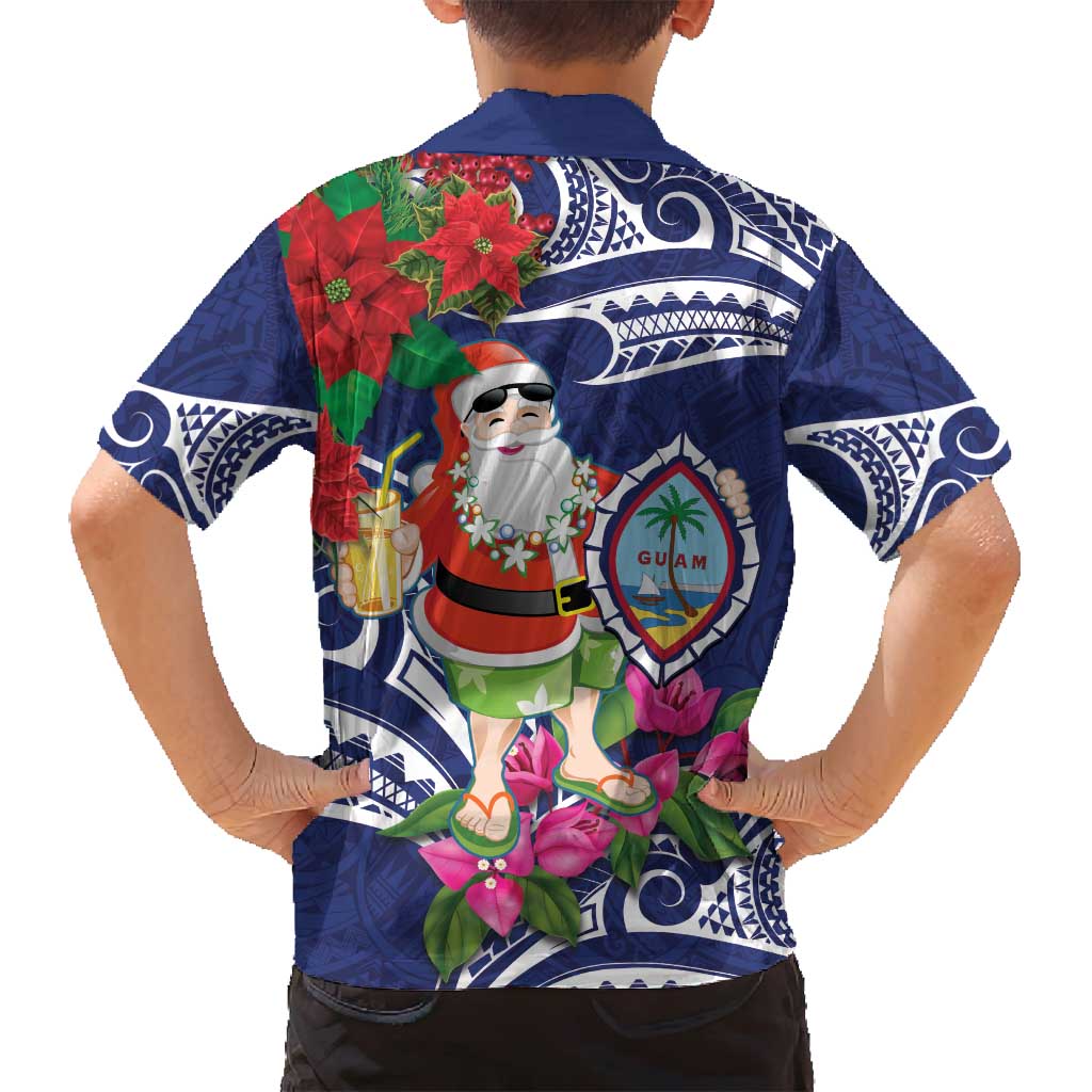 Guam Christmas Family Matching Tank Maxi Dress and Hawaiian Shirt Poinsettia With Bougainvillea - Felis Pasgua! LT14 - Polynesian Pride