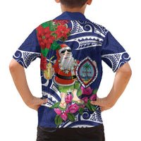 Guam Christmas Family Matching Tank Maxi Dress and Hawaiian Shirt Poinsettia With Bougainvillea - Felis Pasgua! LT14 - Polynesian Pride