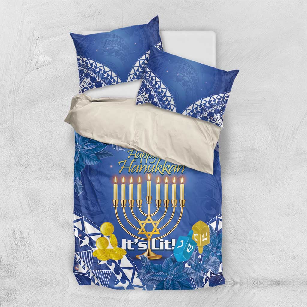Hanukkah Jewish Festival Bedding Set It's Lit - Polynesian Pattern
