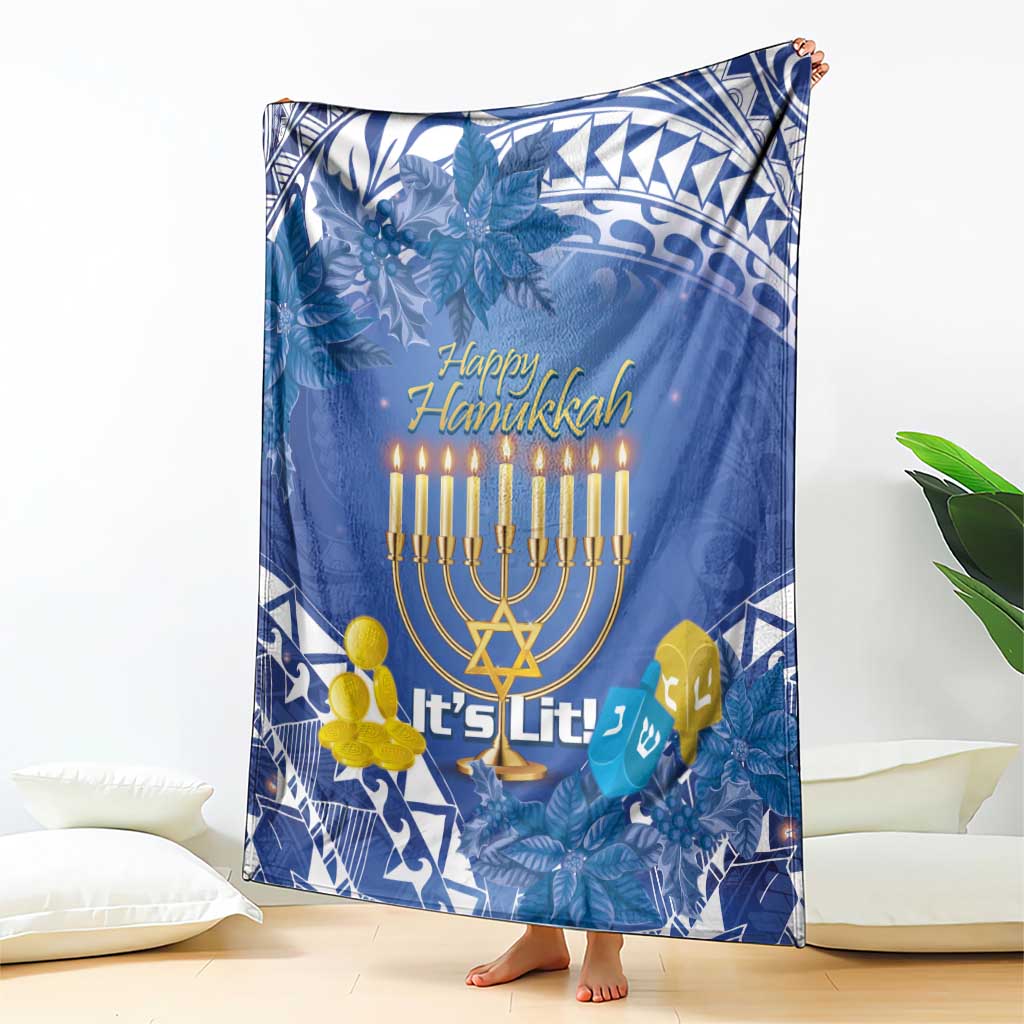 Hanukkah Jewish Festival Blanket It's Lit - Polynesian Pattern