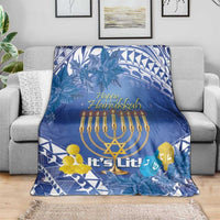 Hanukkah Jewish Festival Blanket It's Lit - Polynesian Pattern