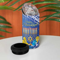 Personalised Hanukkah Jewish Festival 4 in 1 Can Cooler Tumbler It's Lit - Polynesian Pattern