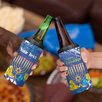 Personalised Hanukkah Jewish Festival 4 in 1 Can Cooler Tumbler It's Lit - Polynesian Pattern