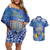 Personalised Hanukkah Jewish Festival Couples Matching Off Shoulder Short Dress and Hawaiian Shirt It's Lit - Polynesian Pattern