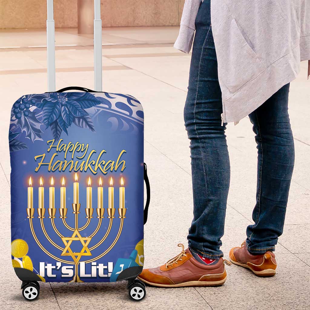Hanukkah Jewish Festival Luggage Cover It's Lit - Polynesian Pattern LT14 Blue - Polynesian Pride