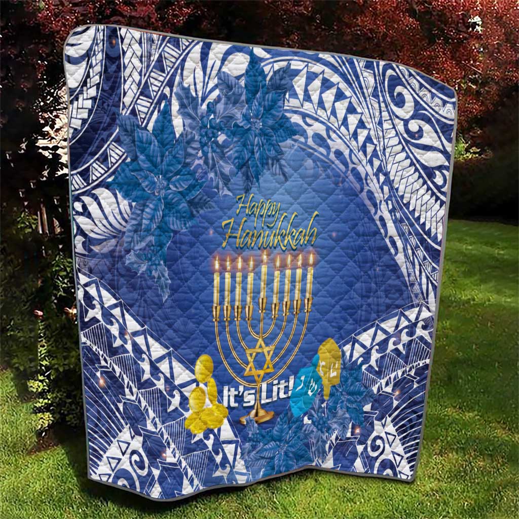 Hanukkah Jewish Festival Quilt It's Lit - Polynesian Pattern