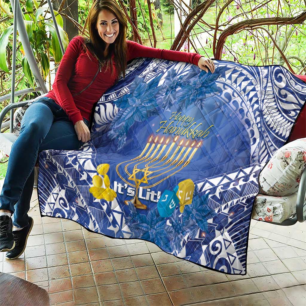 Hanukkah Jewish Festival Quilt It's Lit - Polynesian Pattern