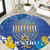 Hanukkah Jewish Festival Round Carpet It's Lit - Polynesian Pattern LT14 Blue - Polynesian Pride