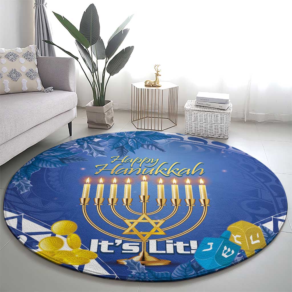 Hanukkah Jewish Festival Round Carpet It's Lit - Polynesian Pattern LT14 - Polynesian Pride