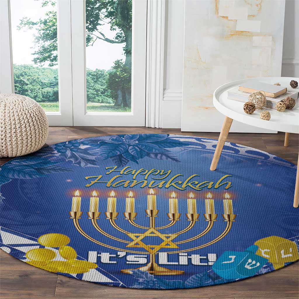 Hanukkah Jewish Festival Round Carpet It's Lit - Polynesian Pattern LT14 - Polynesian Pride