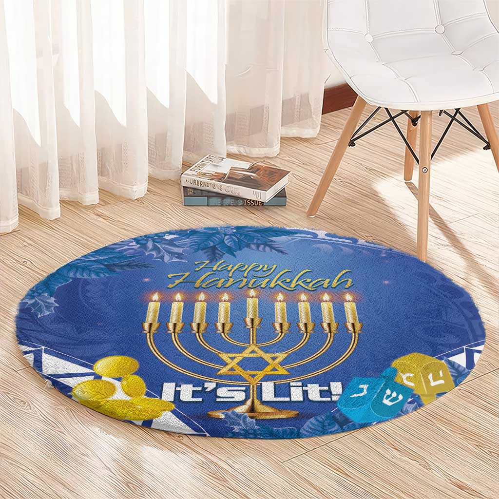 Hanukkah Jewish Festival Round Carpet It's Lit - Polynesian Pattern LT14 - Polynesian Pride