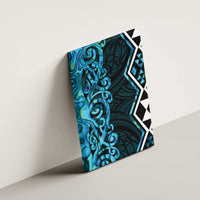 Turquoise Aotearoa Canvas Wall Art Taniko Motifs With Paua Shell Kowhaiwhai
