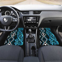 Turquoise Aotearoa Car Mats Taniko Motifs With Paua Shell Kowhaiwhai