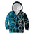 Turquoise Aotearoa Kid Hoodie Taniko Motifs With Paua Shell Kowhaiwhai