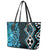 Turquoise Aotearoa Leather Tote Bag Taniko Motifs With Paua Shell Kowhaiwhai