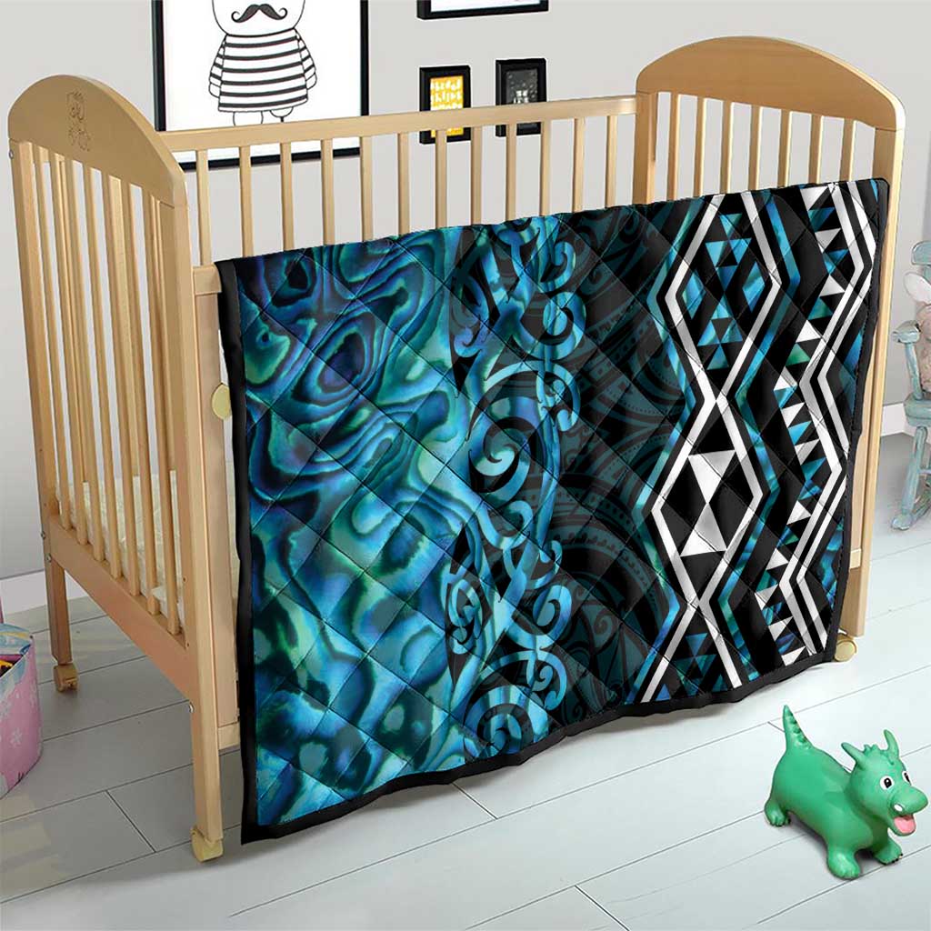 Turquoise Aotearoa Quilt Taniko Motifs With Paua Shell Kowhaiwhai