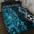 Turquoise Aotearoa Quilt Bed Set Taniko Motifs With Paua Shell Kowhaiwhai