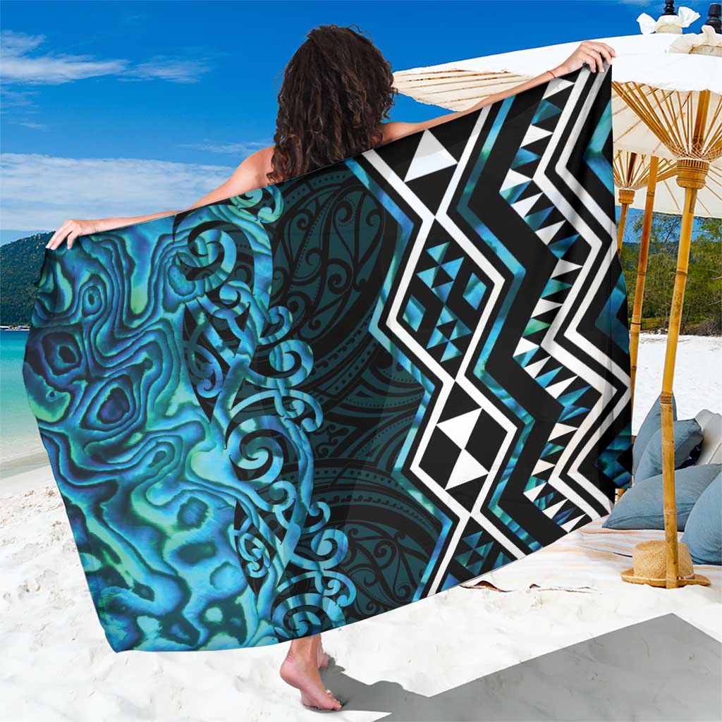 Turquoise Aotearoa Sarong Taniko Motifs With Paua Shell Kowhaiwhai