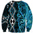 Turquoise Aotearoa Sweatshirt Taniko Motifs With Paua Shell Kowhaiwhai