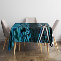 Turquoise Aotearoa Tablecloth Taniko Motifs With Paua Shell Kowhaiwhai