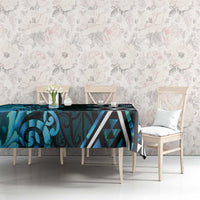 Turquoise Aotearoa Tablecloth Taniko Motifs With Paua Shell Kowhaiwhai