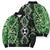 Green Aotearoa Bomber Puffer Jacket Taniko Motifs With Paua Shell Kowhaiwhai - Polynesian Pride