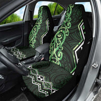 Green Aotearoa Car Seat Cover Taniko Motifs With Paua Shell Kowhaiwhai