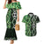 Green Aotearoa Couples Matching Mermaid Dress and Hawaiian Shirt Taniko Motifs With Paua Shell Kowhaiwhai