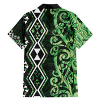 Green Aotearoa Family Matching Tank Maxi Dress and Hawaiian Shirt Taniko Motifs With Paua Shell Kowhaiwhai LT14 - Polynesian Pride
